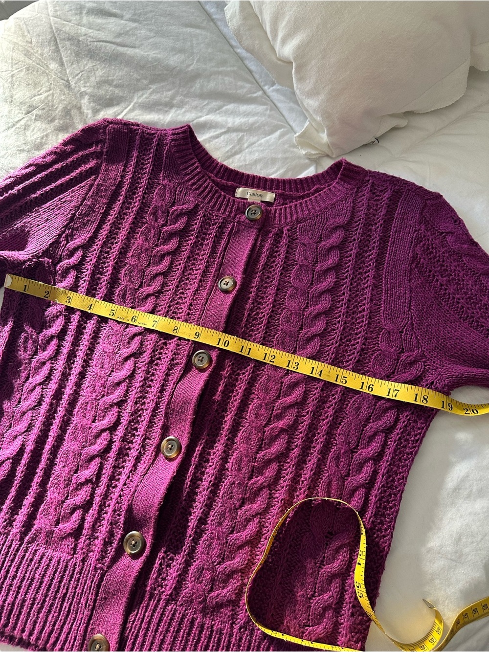 Caslon Nordstrom Magenta Cable Knit Button Cardigan size medium - Picture 9 of 13